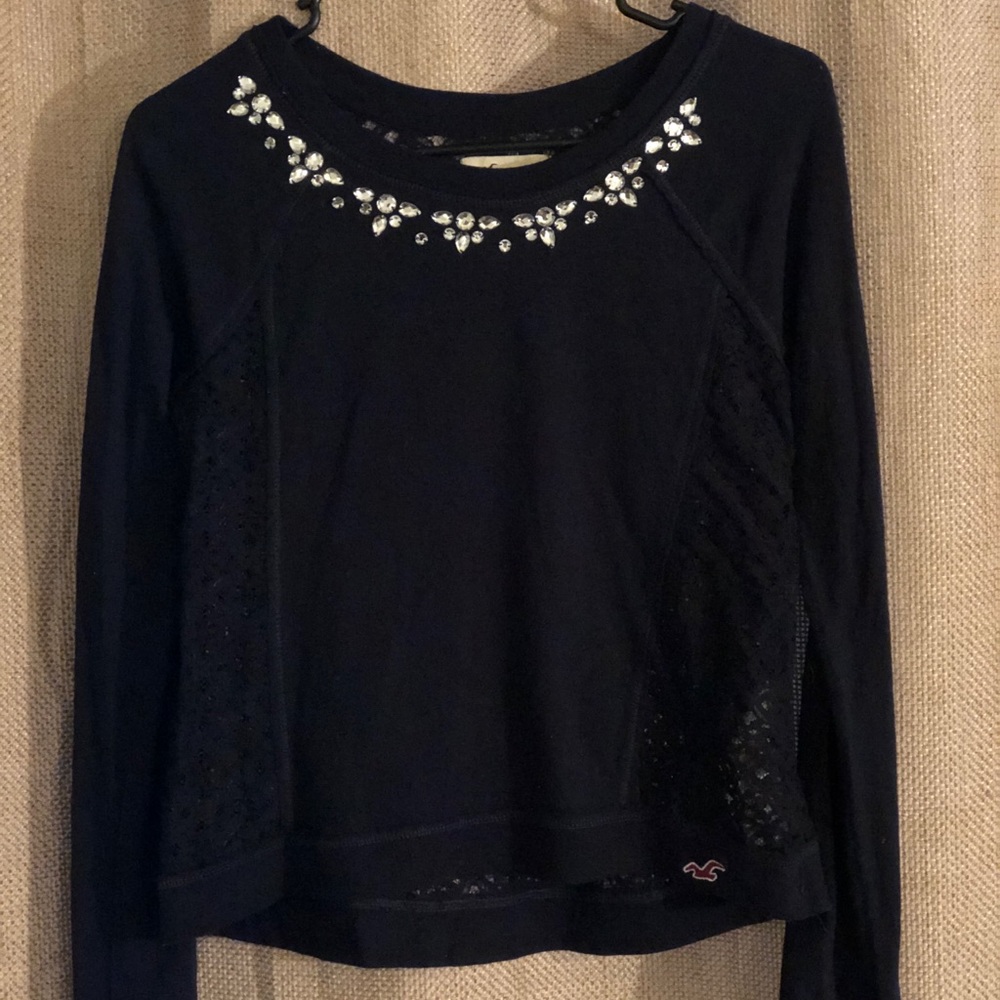 Hollister Rhinestone Lace Long Sleeve Top
